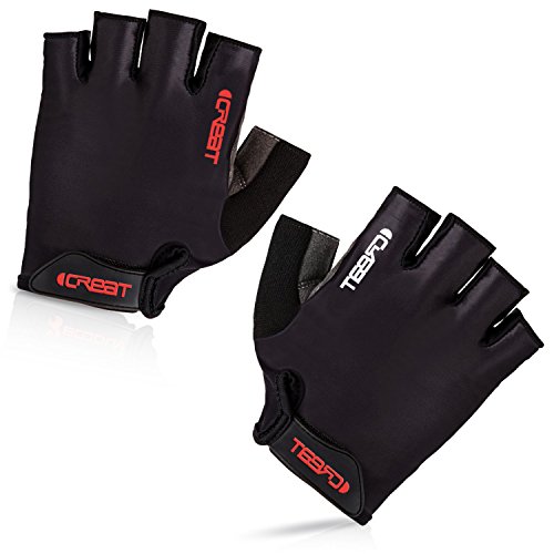 iCreat Damen / Herren Kurze Rennrad Handschuhe Power Fahrrad Active Gloves mit Geleinlage Schwarz, Größe XL