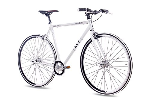 28' Zoll FIXIE RENNRAD URBANRAD SINGLE SPEED KCP FG1 FLAT 2016 FIXED GEAR weiss, Rahmengröße:59 cm