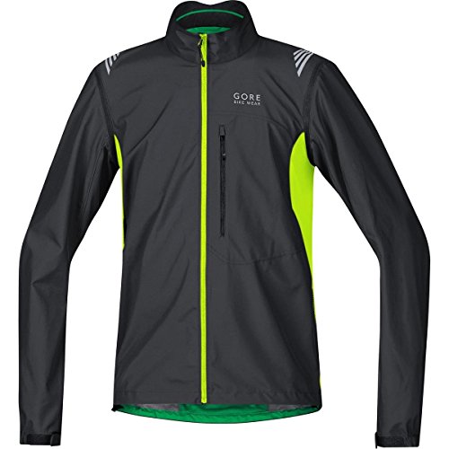 GORE BIKE WEAR 2 in 1 Herren Fahrradjacke, Super Leicht, Kompakt, GORE WINDSTOPPER, ELEMENT WS AS Zip-Off Jacket, Größe: XL, Schwarz/Neon Gelb, JELECO