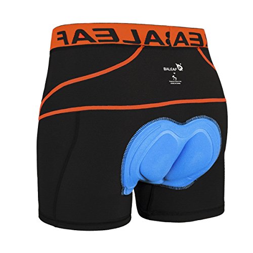 Baleaf Herren Radunterhose mit Sitzpolster Fahrrad Unterwäsche Pro Bike Boxer mit Gummibund Orange Größe XL