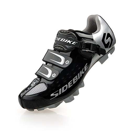 Herren/Mann Professionelle MTB Mountainbike Fahrrad schuhe Radsportschuhe (SD-001 Silber / Schwarz, EU 43/Ft 27cm) (Wählen Sie eine Größe mehr als üblich)