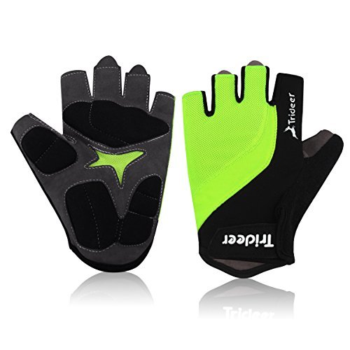 Trideer Vollfinger & Halbfinger Fahrradhandschuhe Reithandschuhe Radsporthandschuhe Trainingshandschuhe mit Adjustable Handgelenkstütze für Road Race, Mountainbike, Radsport, Reiten, Wandern, Bergsteigen, Camping und mehr Sports im Freien, Microfiber Material und Breath Lycra Fabric mit Safe Geleinlage, Idea für Damen Herren Frauen Manner(Schwarz und Grün)