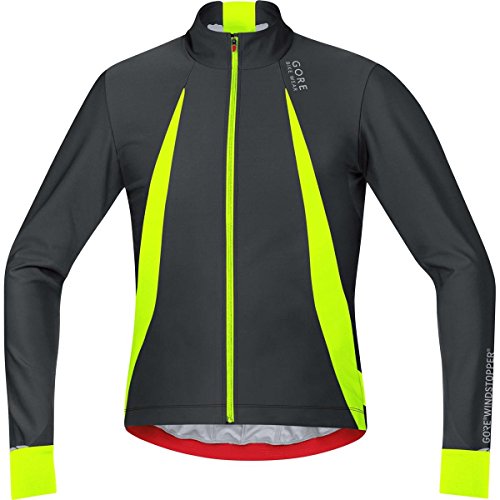 GORE BIKE WEAR Herren Stretch-Rennrad-Jersey, Langarm, GORE WINDSTOPPER, OXYGEN WS Jersey long, Größe: L, Schwarz/Gelb, SWOXLM