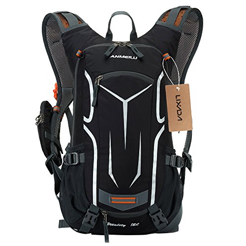 Lixada 18L Wasserdicht Fahrrad Schulter Rucksack Ultralight Outdoor Sports Reiten Bergsteigen Travel Trink Water Bag Unisex mit Regen Abdeckung (schwarz)