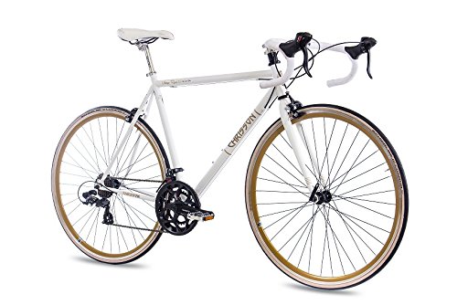 28' Zoll RENNRAD FAHRRAD CHRISSON VINTAGE ROAD 2.0 mit 14G SHIMANO A070 Retro Look weiss matt, Rahmengröße:59 cm