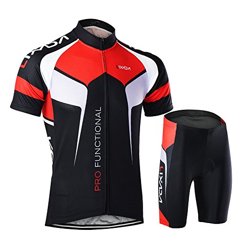 Lixada Kurzarm Herren Fahrradbekleidung MTB Radtrikot (Schwarz, L)