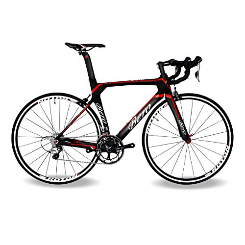 BEIOU® 2016 700C Rennrad Shimano 105 Bike 5800 11S Rennrad T800-M40 Carbon Aero-Rahmen Ultra-light 18.3lbs CB013A-2 (Matte Black&Red, 540mm)