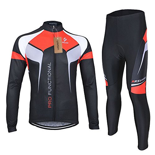 Lixada Frühling/Herbst Männer Radfahren Kleidung Set Fahrrad Anzug Outdoor Langarmtrikot+ Hose Atmungsaktiv Schnell Trocken