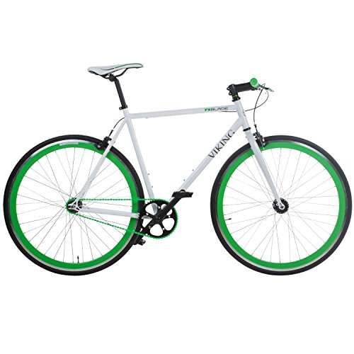 28' Fixie Singlespeed Bike Viking Blade 5 Farben zur Auswahl, Farbe: Weiss / Grün; Rahmengrösse: 53 cm