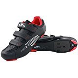 Raiko Sportswear HP3 Fahrradschuhe SPD Rennrad Klettverschluss Leder mit Netzeinsätzen Airflow Sohle Größe 45 schwarz