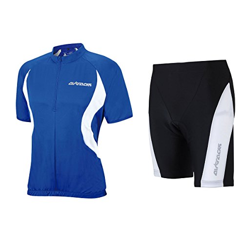 Airtracks FAHRRADTRIKOT SET KURZARM/FAHRRADHOSE KURZ PRO T + RADTRIKOT KURZARM TEAM/ATMUNGSAKTIV – blau-schwarz – XL