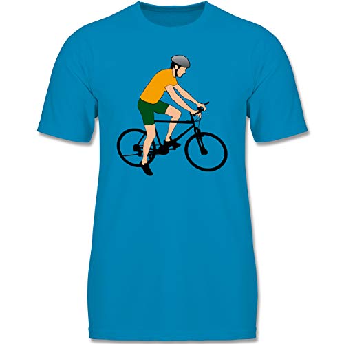 Sport Kind – Fahrradfahrer Citybike Radfahrer – 152-164 (12-14 Jahre) – Azurblau – F140K – Jungen T-Shirt