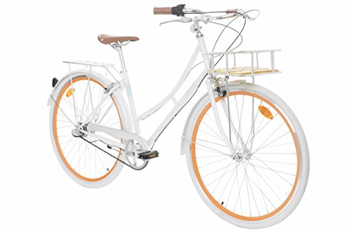 Fabric Cityrad – Hollandrad Damen Fahrrad mit Korb, Shimano Inter 3-Gang, 5 Farben, 14 Kg. (Pearl Whitechapel Deluxe, 45)