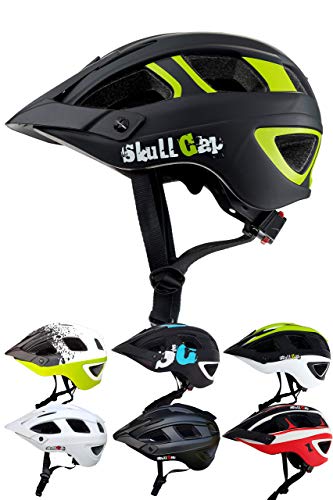 Skullcap Fahrradhelm MTB Helm Mountainbike Helm Herren & Damen Schwarz/Neon-Grün matt mit Visier/Helmschild, Größe M (55-58 cm)