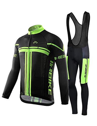 INBIKE Radtrikot Set für Herren Fahrradbekleidung Langarm mit Trägerhose L