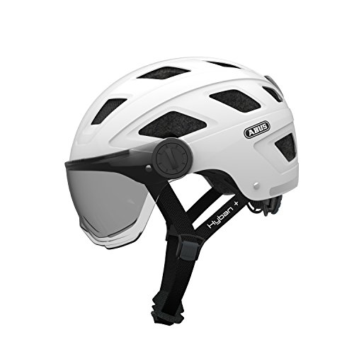 Abus Erwachsene Hyban + Fahrradhelm, White Cream-Smoke Visor, L (56-63 cm)