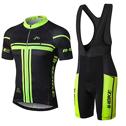 INBIKE Radtrikot Set für Herren Fahrradbekleidung Kurzarm mit Trägerhose(L)