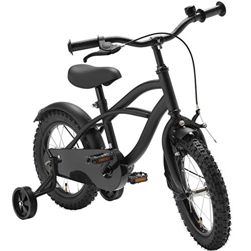 Black Cruiser 14 Zoll Fahrrad Schwarz Matt Kinderfahrrad Stützräder Jungen 1401G