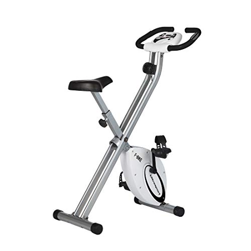 Ultrasport F-Bike, Fahrradtrainer, Heimtrainer, faltbares Fitnessfahrrad mit Trainingscomputer und Handpulssensoren, klappbar, Silber