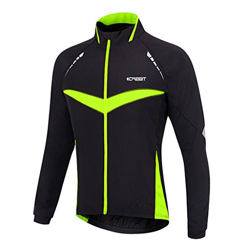 iCREAT Herren Jacket Air Jacket Winddichte Wasserdichte MTB Mountainbike Jacket Visible reflektierend, Fleece Warm Jacket für Herbst, Grün Gr.M