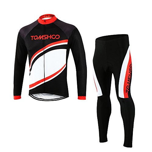 TOMSHOO Radtrikot Radfahren Kleidung Set Herren Set Schnell Trocken Langarm-Radfahren Jersey mit Hose f¨¹r Mountain Biking und Outdoor