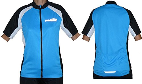 protectWEAR Fahrradtrikot, Fahrradshirt, Kurzarm, Blau/Schwarz/Weiß, M