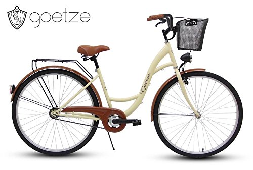 Polbaby Goetze Eco Cream 28 Zoll Fahrrad Citybike Stadtrad Retro Schwarz – Metallkorb