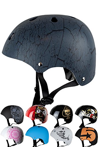 Skullcap BMX Helm Skaterhelm Fahrradhelm Herren | Damen | Jungs & Kinderhelm- Gr. S (49 – 54 cm) Kinderhelm, Crack – Kinderhelm