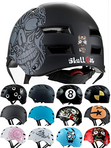 Skullcap BMX Helm Skaterhelm Fahrradhelm Herren | Damen | Jungs & Kinderhelm- Gr. M (54 – 56 cm), Skull