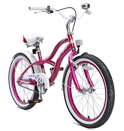 BIKESTAR Premium Sicherheits Kinderfahrrad 20 Zoll für Mädchen ab 6 – 7 Jahre ★ 20er Kinderrad Cruiser ★ Fahrrad für Kinder Violet
