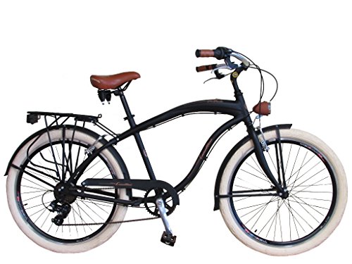 Via Veneto by Canellini Fahrrad Rad Citybike CTB Herren Man Vintage Retro American Cruiser Alluminium (Schwarz)