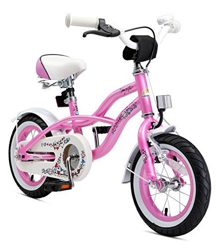 BIKESTAR Premium Sicherheits Kinderfahrrad 12 Zoll für Mädchen ab 3 – 4 Jahre | 12er Kinderrad Cruiser | Fahrrad für Kinder Pink