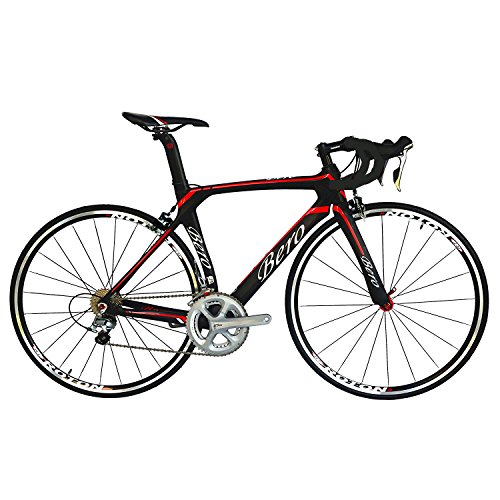 BEIOU® 2016 700C Rennrad Shimano 105 Bike 5800 11S Rennrad T800-M40 Carbon Aero-Rahmen Ultra-light 18.3lbs CB013A-2 (Matte Black&Red, 520mm)