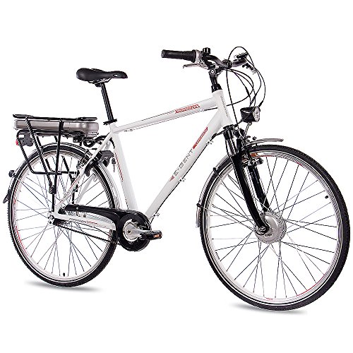 CHRISSON 28 Zoll E-Bike Pedelec City Bike Herrenrad Fahrrad E-Gent mit 7G Nexus & BAFANG 36V 13,4Ah Akku Weiss matt