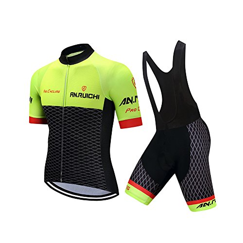 Fitsund Herren Radtrikot Set Kurzarm Atmungsaktiv Fahrrad Trikot (Radjacke und Radhose)