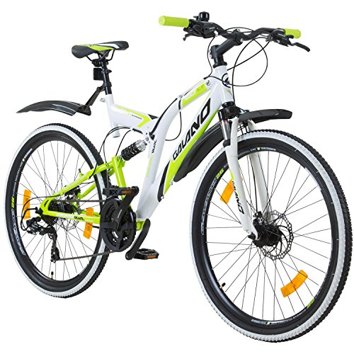 Galano 26 Zoll MTB Fully Volt DS Mountainbike Scheibenbremsen Jugendfahrrad, Farbe:weiss/grün