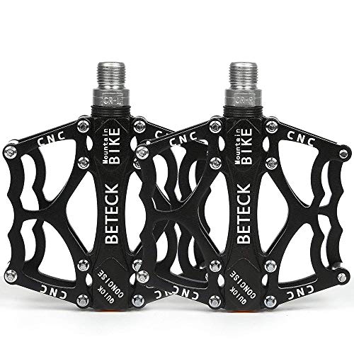 BETECK Fahrradpedale Mountainbike Pedale Trekking Bike MTB Pedale mit Achsendurchmesser 9/16 Zoll Ultraleicht aus Aluminium Platform Pedale für BMX Mountain Fahrrad