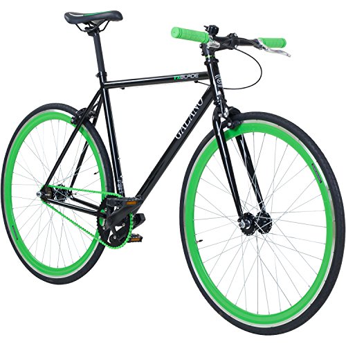 Galano 700C 28 Zoll Fixie Singlespeed Bike Blade 5 Farben zur Auswahl, Rahmengrösse:56 cm, Farbe:schwarz/grün