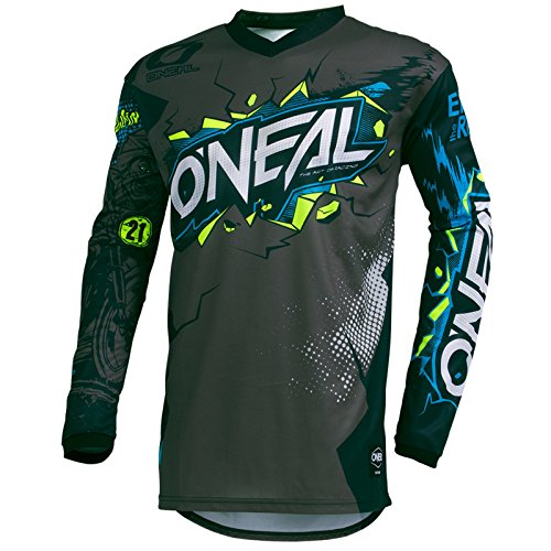 O'Neal Element Villain Motocross Kinder Jersey MTB Mountain Bike Trikot Enduro MX FR DH Kids, 002E-9-Youth, Farbe Grau, Größe M