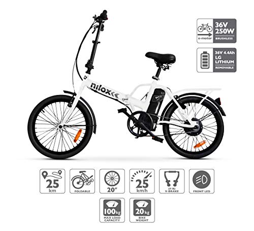 Nilox E-Bike X1 New, Elektrisches Fahrrad Faltend, Weis, One size