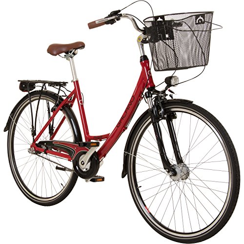 Galano 28 Zoll Prelude Citybike Stadt Fahrrad Licht 3 Gang Nexus, Farbe:rot