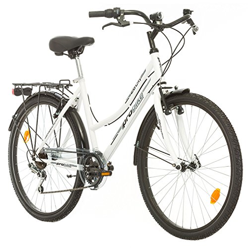 Multibrand Distribution Probike 26 City Zoll Fahrrad 6-Gang Urbane Cityräder for Heren, Damen, Unisex Schwarz 455mm (Weiß)