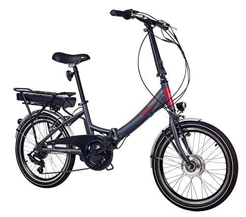 Telefunken E-Bike Klapprad Elektrofahrrad Alu, grau, 7 Gang Shimano Kettenschaltung – Pedelec Faltrad leicht, 250W und 9 Ah/36V Lithium-Ionen-Akku, Reifengröße: 20 Zoll, Kompakt F800