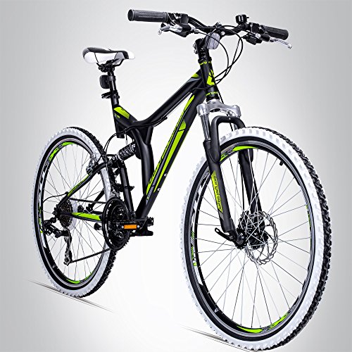 Bergsteiger Phoenix 26 Zoll Mountainbike, geeignet ab 160 cm, Scheibenbremse, Shimano 21 Gang-Schaltung, Vollfederung, Jungen-Fahrrad & Herren-Fahrrad