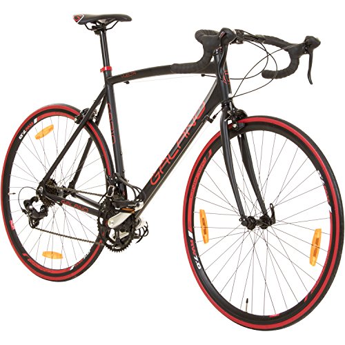 Galano 700C 28 Zoll Rennrad Vuelta Sti 4 Rahmengrößen 2 Farben, Farbe:schwarz/rot, Rahmengrösse:62 cm