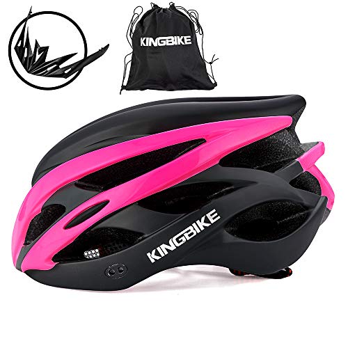 KING BIKE Fahrradhelm Helm Bike Fahrrad Radhelm FüR Herren Damen Helmet Auf Die Helme Sportartikel Fahrradhelme GmbH RennräDer Mountain Schale Mountainbike MTB (schwarz-rosarot, L(56-60CM))