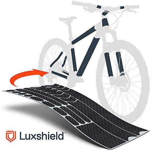 Luxshield Fahrrad Lackschutzfolie für Mountainbike, BMX, Rennrad, Trekkingrad etc. – 21-teiliges Rahmen-Set gegen Steinschlag – Carbon Optik & selbstklebende Qualitätsware aus Deutschland