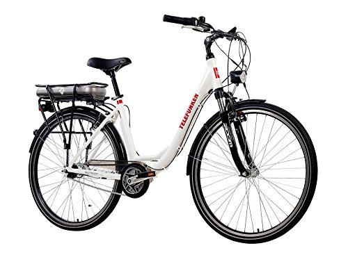 Telefunken E-Bike Damen Elektrofahrrad Alu, weiß, 7 Gang Shimano Nabenschaltung – Pedelec Citybike leicht, Mittelmotor 250W und 10Ah/36V Lithium-Ionen-Akku, Reifengröße: 28 Zoll, Multitalent C750